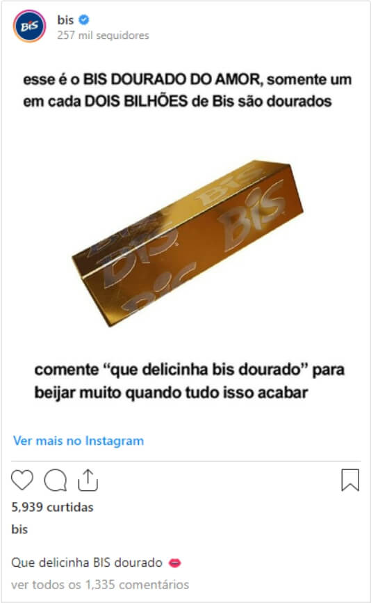 Gatilho Mental no Instagram do Bis
